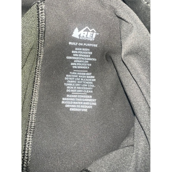 REI Co-op Olive Green Athletic Leggings Gold Accent Panels Size L - Picture 4 of 6